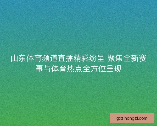 山东体育频道直播精彩纷呈 聚焦全新赛事与体育热点全方位呈现