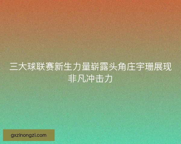 三大球联赛新生力量崭露头角庄宇珊展现非凡冲击力