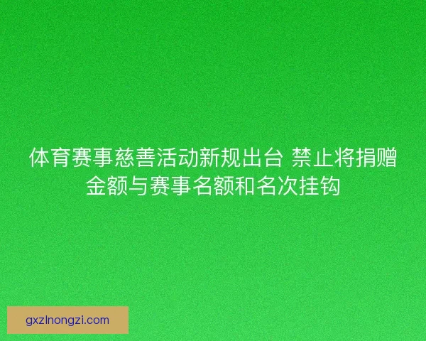 体育赛事慈善活动新规出台 禁止将捐赠金额与赛事名额和名次挂钩