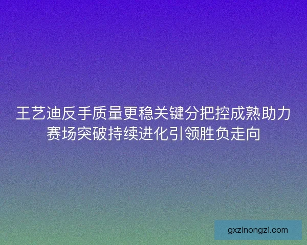 王艺迪反手质量更稳关键分把控成熟助力赛场突破持续进化引领胜负走向